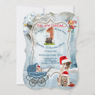 First Holiday Birthday Party Invitation