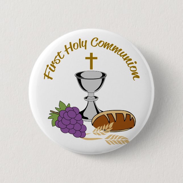 First Holy Communion 6 Cm Round Badge (Front)