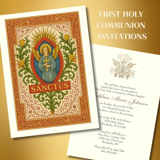 First Holy Communion Angel Sanctus  Invitation (Creator Uploaded)