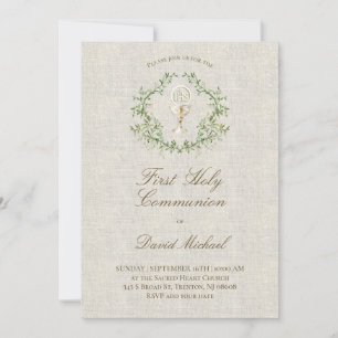First Holy Communion beige texture Invitation