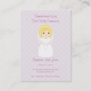 First Holy Communion Blonde Girl Business Card