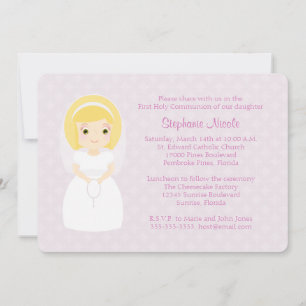 First Holy Communion Blonde Girl Invitation
