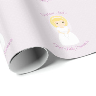 First Holy Communion Blonde Girl Wrapping Paper
