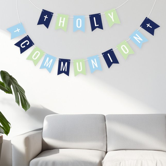 First Holy Communion Blue Green Boy Party Bunting (Creator Uploaded)