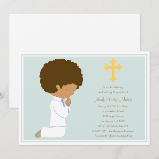 First Holy Communion - Blue | Invitation (Front/Back)