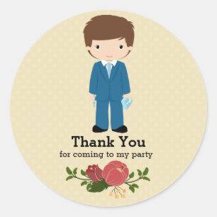 First Holy Communion boy * choose background colou Classic Round Sticker