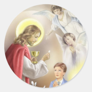 First Holy Communion boy Classic Round Sticker