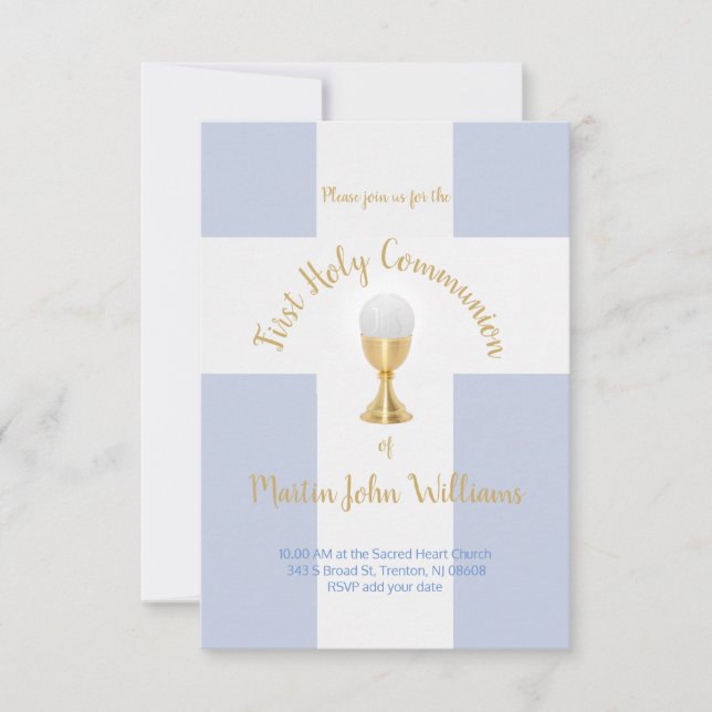 First Holy Communion boy Invitation (Front)