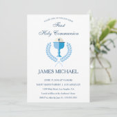 First Holy Communion Boys Blue Invitation (Standing Front)