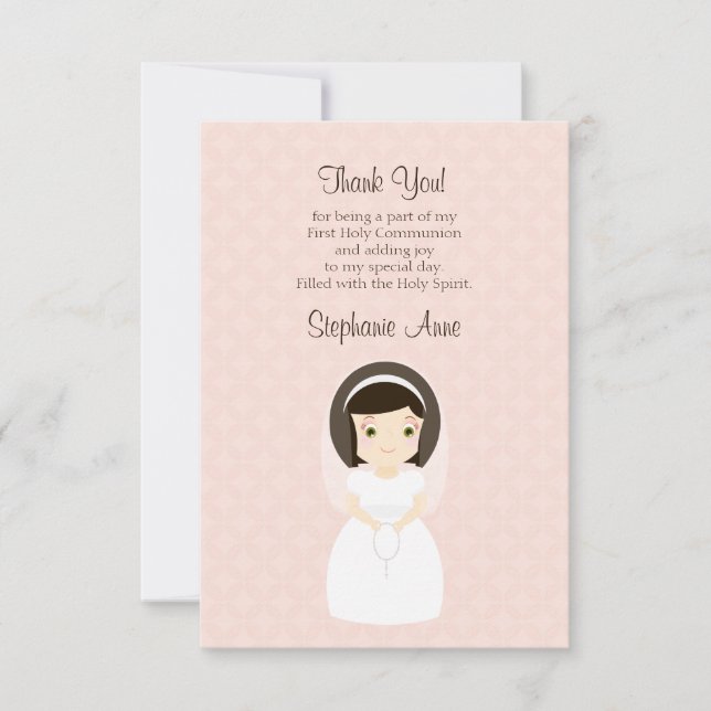 First Holy Communion Brunette Girl Invitation (Front)