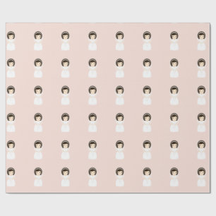 First Holy Communion Brunette Girl Wrapping Paper