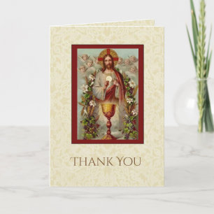 First Holy Communion Catholic Jesus Thank You Card