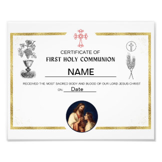 First Holy Communion Certificate Photo Print