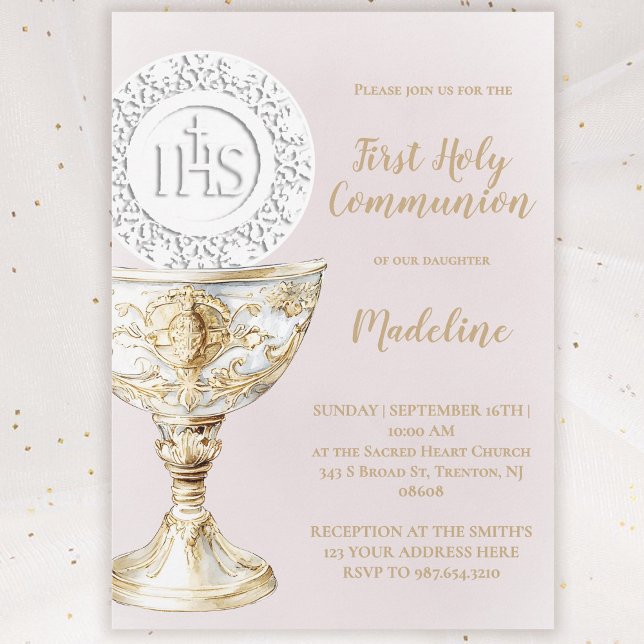  First Holy Communion Chalice Host Invitation (Creator Uploaded)