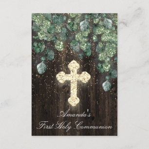 First Holy Communion  Christian Event Cross Rustic Invitation