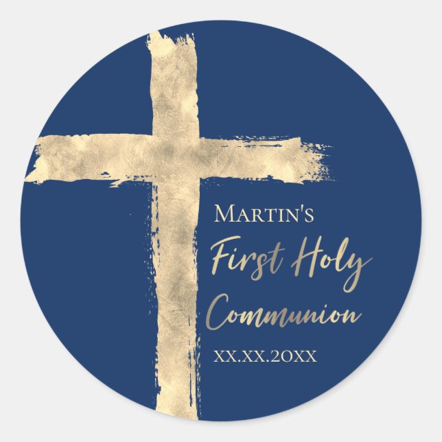 First Holy Communion Classic Round Sticker (Front)