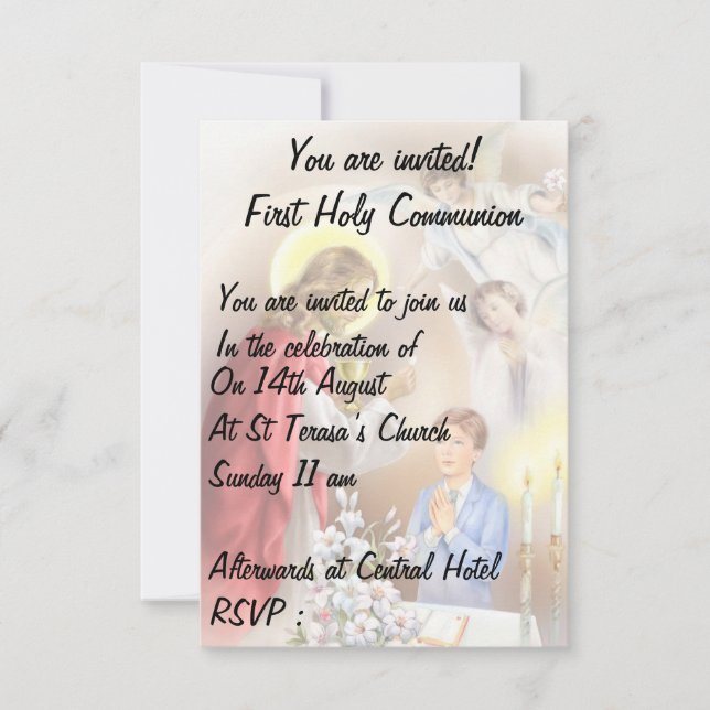 First Holy Communion, confirmation  boy Invitation (Front)