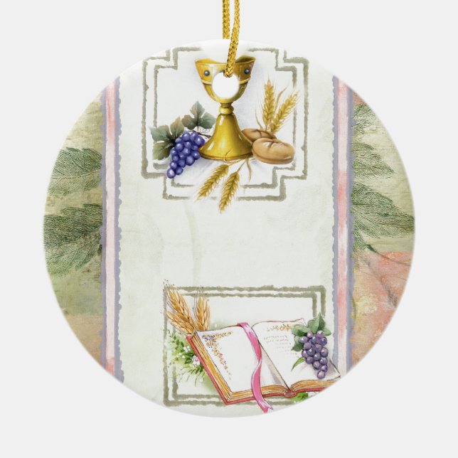 First Holy Communion, confirmation Ceramic Tree Decoration (Front)