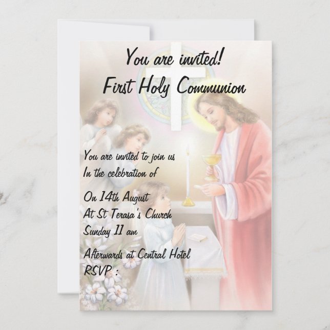 First Holy Communion,confirmation  girl invitation (Front)