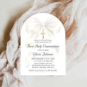 First Holy Communion Coquette Bow Girl Invitation
