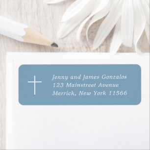 First Holy Communion Cross Blue Return Address