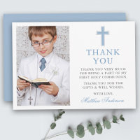 First Holy Communion Cross Light Blue Photo