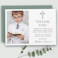 First Holy Communion Cross Sage Green Photo