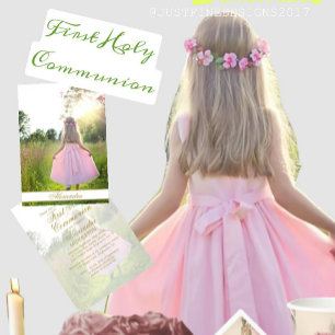 First Holy Communion Custom Gold Colour Photo Invitation