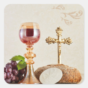 First Holy Communion – Customisable Chalice & Host Square Sticker