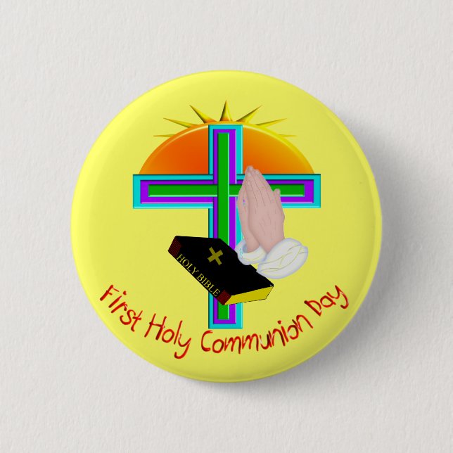 First Holy Communion Day Gifts 6 Cm Round Badge (Front)