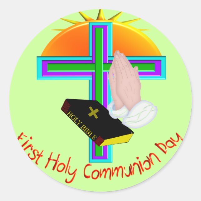 First Holy Communion Day Gifts Classic Round Sticker (Front)