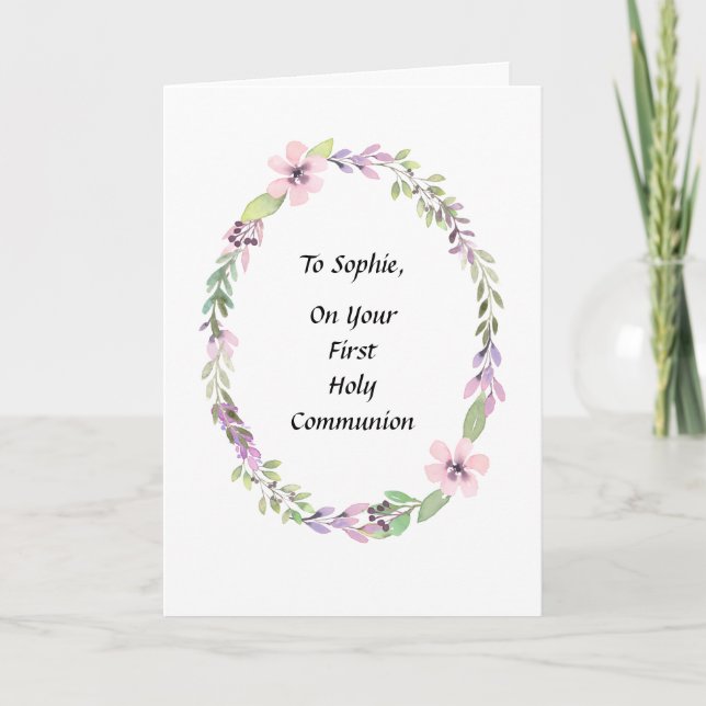 First Holy Communion Day Well Wishes Religious Card (Front)