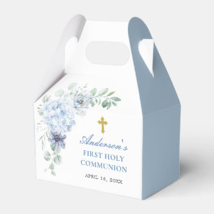 First Holy Communion Dusty Blue Floral Favour Box