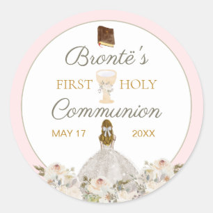 First Holy Communion Elegant Blush Pink Sticker