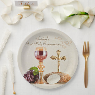 First Holy Communion Eucharist Chalice Design Paper Plate