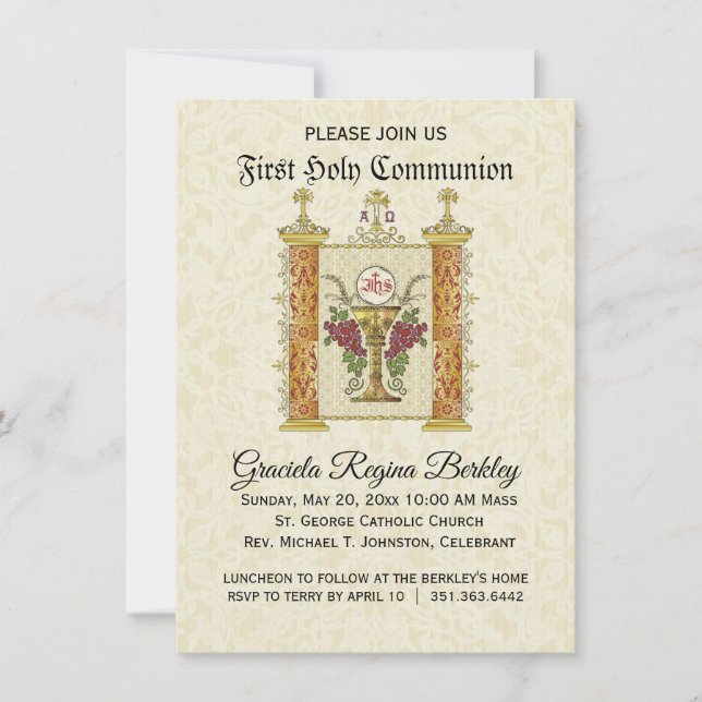 First Holy Communion Eucharist Chalice Invitation (Front)