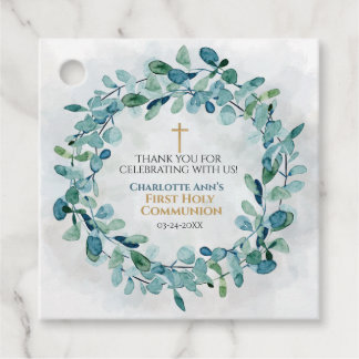 First Holy Communion Favour Tags Greenery Leaves