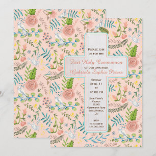 First Holy Communion Floral Pattern   Invitations