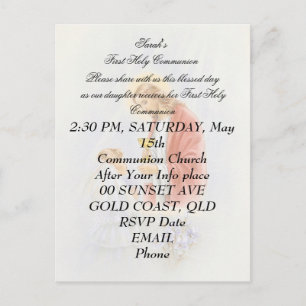 First holy communion for girl postcard