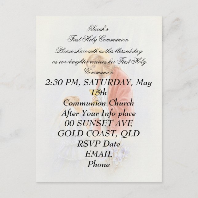 First holy communion for girl postcard (Front)