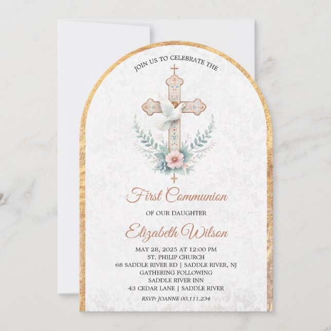 First Holy Communion Gender Neutral Invitation (Front)
