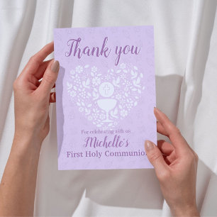 First Holy Communion Girl Flat Thank You Card