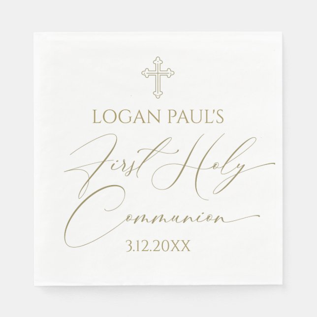 First Holy Communion Gold and white napkin (Front)
