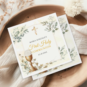 First Holy Communion Gold Cross Napkins