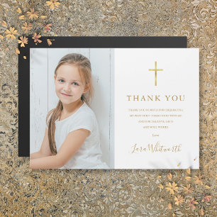 First Holy Communion Gold Thank You Photo