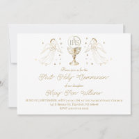 First Holy Communion golden angels Chalice Host