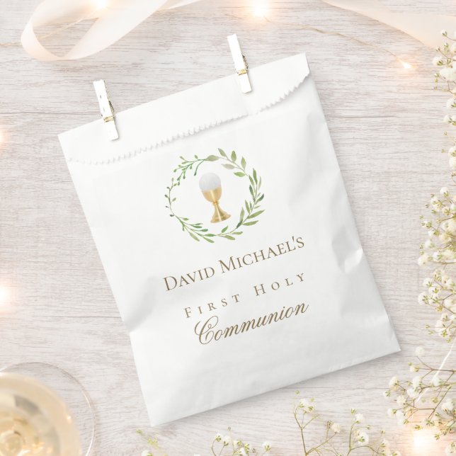 First Holy Communion green wreath Favour Bags (Clipped)