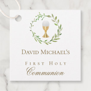 First Holy Communion green wreath Favour Tags