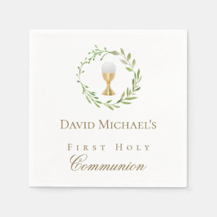 First Holy Communion green wreath welcome Napkin