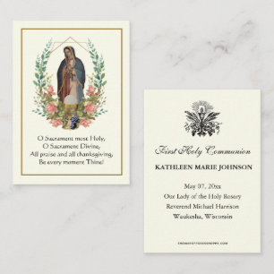 First Holy Communion Guadalupe Prayer  Business Card